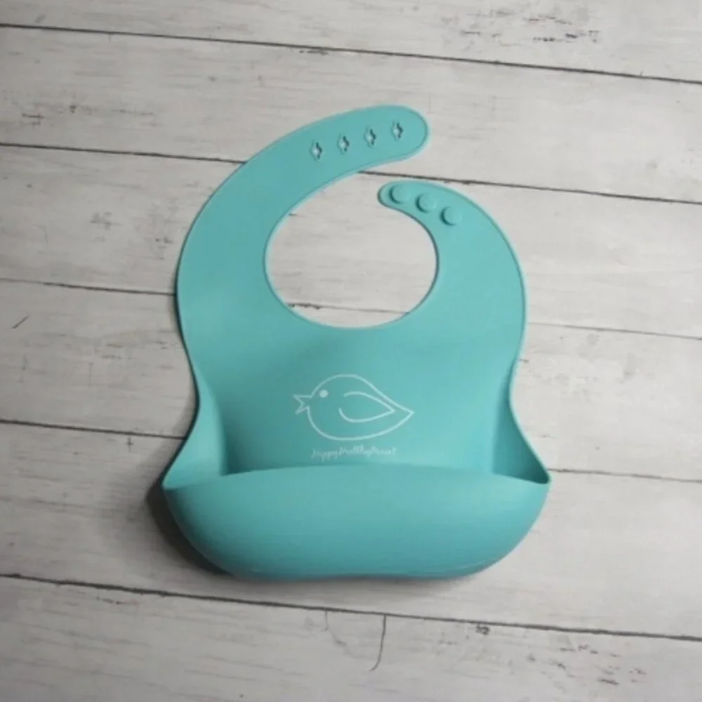 Happy Healthy Parent Silicone Baby Bib Adjustable Feeding Aqua Blue Bird